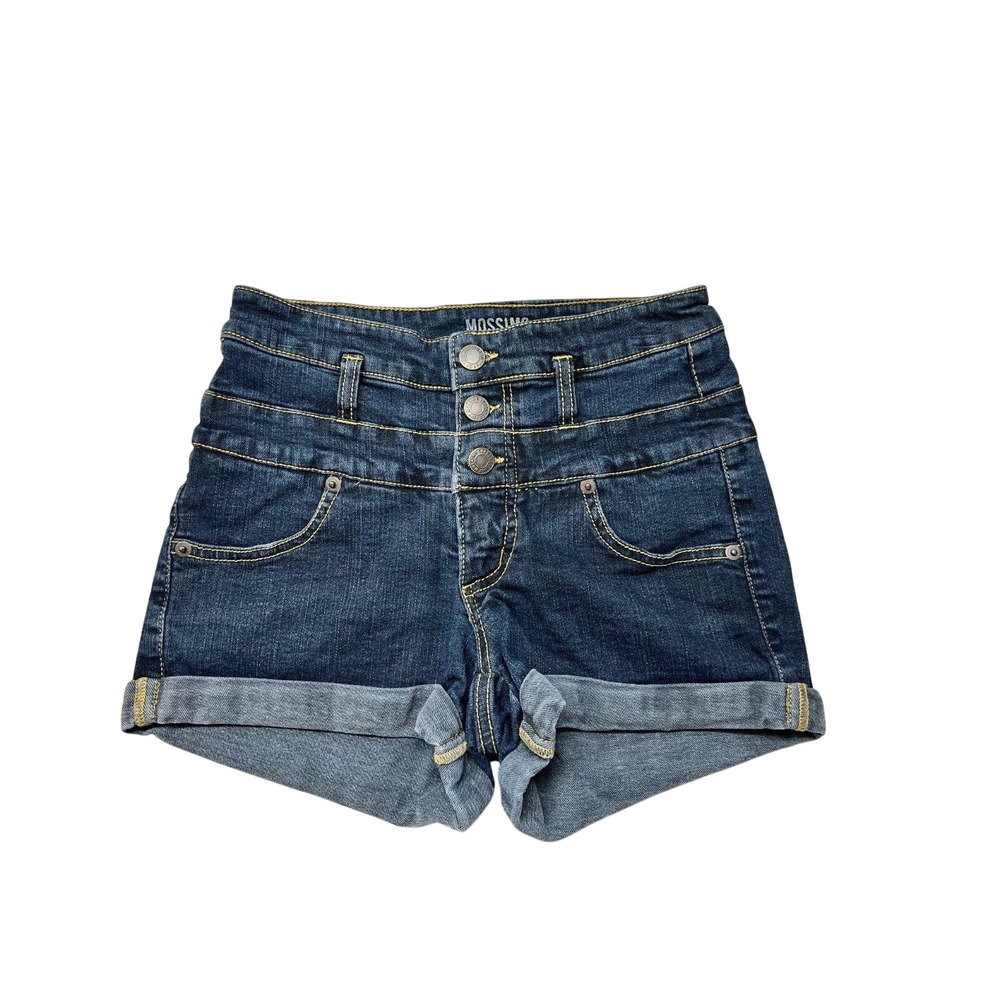 Womens Mossimo Dark Wash Jean Micro Mini‎ Shorts Stretch Size 2/26 Triple Button